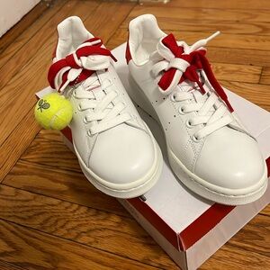 White platform sneaker leather